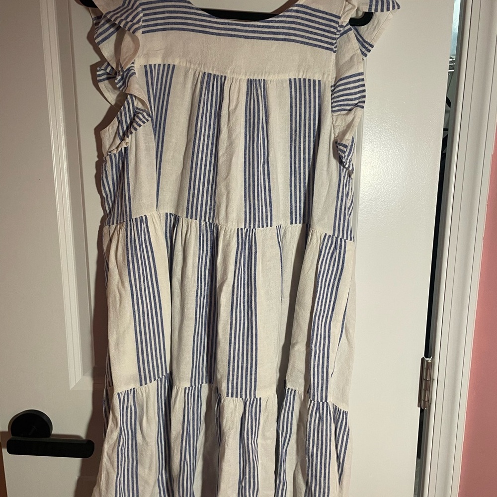 J. Crew Factory Blue and White Striped Dress